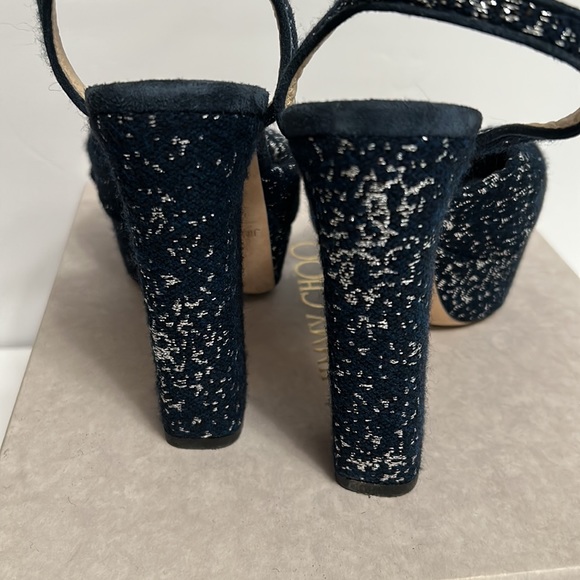 Navy and Silver Jimmy Choo Platform Sandal Heels - Picture 8 of 9